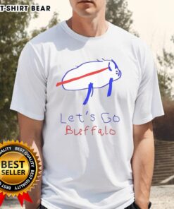 Alt Text: Top Josh Potato Buffalo Drawing on 'Let's Go Buffalo' T-Shirt, perfect for fans of Buffalo sports.