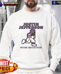 Top Justin Jefferson Minnesota Vikings wide receiver pixel sweatshirt in bold colors, perfect for fans and athletes.