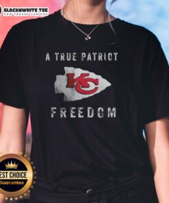 Alt Text: Top Kansas City Chiefs Football A True Patriot Freedom Ladies Tee featuring vibrant team colors and logo.