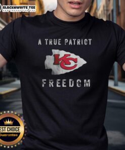 Top Kansas City Chiefs Football T-Shirt featuring 'A True Patriot Freedom' design, perfect for fans and supporters.