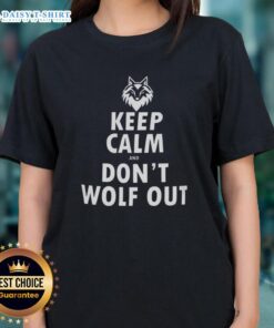 Top Keep Calm And Don't Wolf Out Ladies Tee featuring a stylish design perfect for casual outings and wolf enthusiasts.
