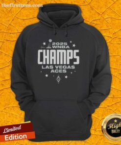 Top Las Vegas Aces 2025 WNBA Finals Champions hoodie featuring team logo and celebratory design in vibrant colors.