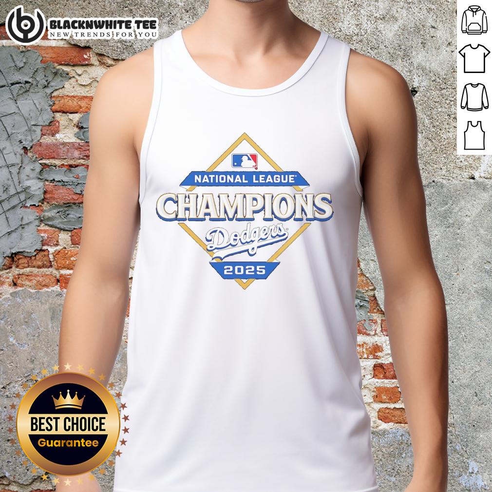 Top Los Angeles Dodgers 2025 National League Champions Diamond Logo Tank Top Alt Text: Stylish tank top featuring the Los Angeles Dodgers 2025 National League Champions diamond logo design.