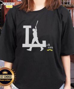 Alt Text: Top Los Angeles Dodgers Grand Slam Ladies Tee featuring vibrant graphics and comfortable fit for baseball fans.