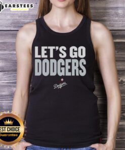 Top Los Angeles Dodgers slogan tank top featuring 'Let's Go Dodgers' for stylish fans and game day wear.