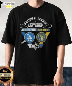 Alt Text: 2025 MLB NLCS matchup t-shirt featuring Los Angeles Dodgers vs Milwaukee Brewers design for baseball fans.