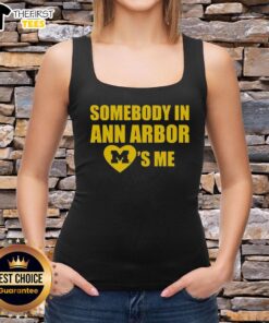 Top Michigan 'Somebody In Ann Arbor Loves Me' tank top displayed on a mannequin, perfect for summer wear and Michigan pride.