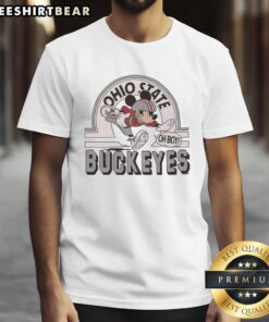 Top Mickey Mouse Disney X Ohio State Buckeyes Football logo t-shirt featuring vibrant graphics and team colors.