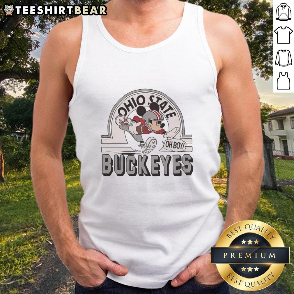 Top Mickey Mouse Disney X Ohio State Buckeyes Football Logo Tank Top Top Mickey Mouse Disney x Ohio State Buckeyes football logo tank top featuring vibrant graphics and sporty design.