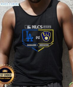 Stylish tank top featuring the 2025 NLCS matchup: Milwaukee Brewers vs Los Angeles Dodgers design.