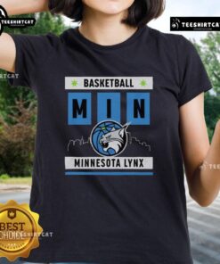 Top Minnesota Lynx basketball skyline ladies tee featuring vibrant team colors and stylish design for fans.