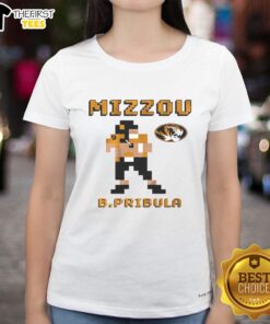 Alt Text: Top Missouri Tigers Football Beau Pribula retro baller pixel ladies tee showcasing team spirit and style.