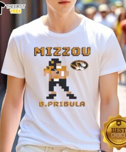 Top Missouri Tigers Football Beau Pribula Retro Baller Pixel T-Shirt featuring vibrant graphics and team colors.