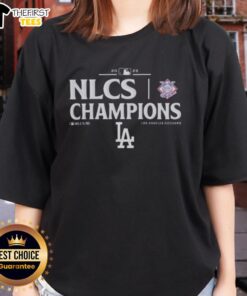 Los Angeles Dodgers NLCS Champions 2025 Ladies Tee showcasing team pride and style for female fans.