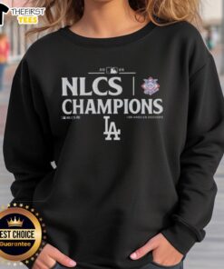 2025 NLCS Champions Los Angeles Dodgers sweatshirt showcasing team logo and vibrant colors, perfect for fans.
