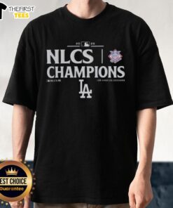 Top MLB Los Angeles Dodgers NLCS Champions 2025 T-Shirt featuring team logo and vibrant design for fans.
