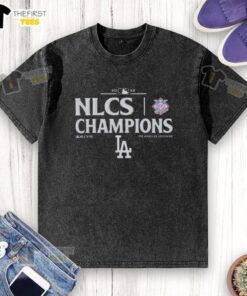 2025 NLCS Champions Los Angeles Dodgers washed t-shirt showcasing team logo and championship pride.