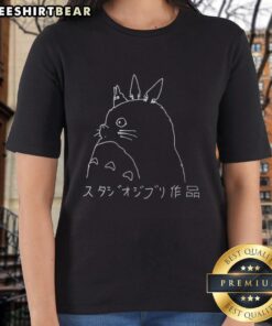 Alt Text: Vintage ladies tee featuring a character sketch of Totoro from Studio Ghibli's My Neighbor Totoro.