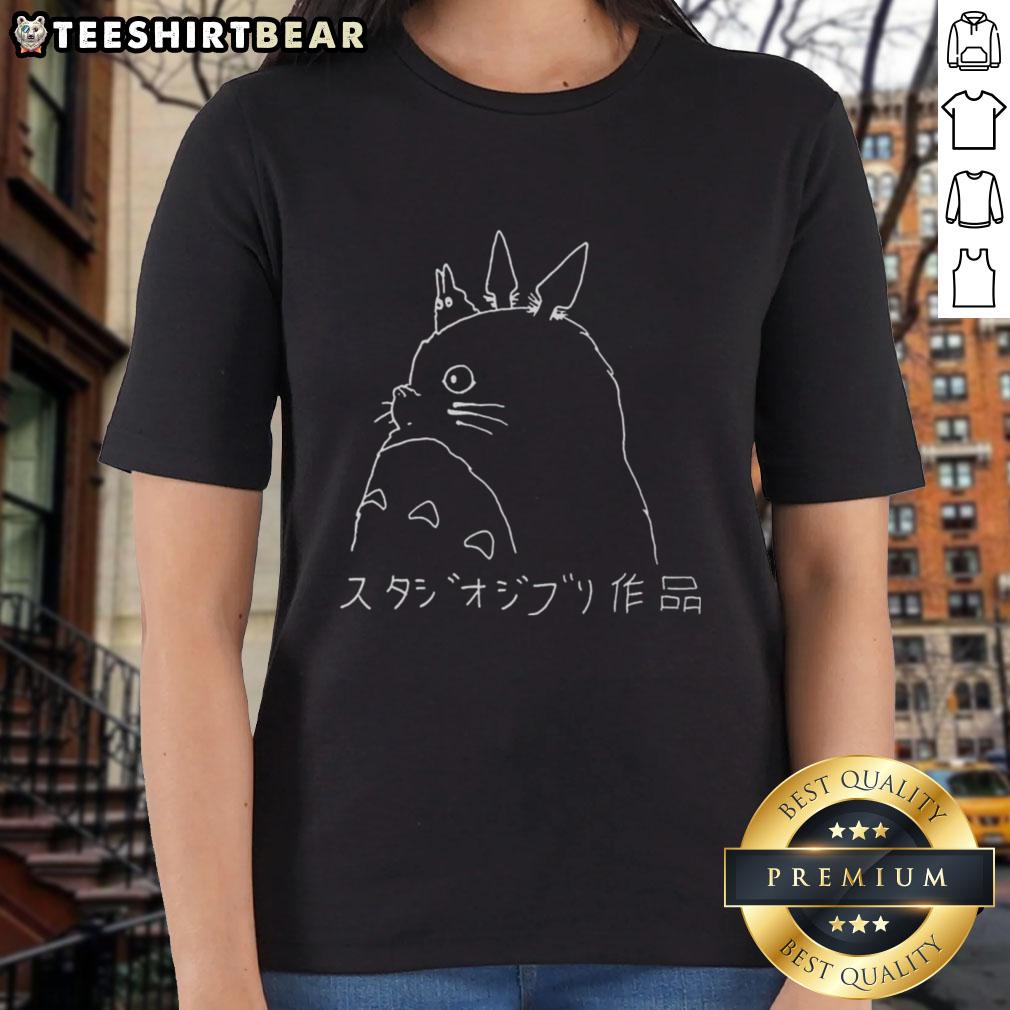 Top My Neighbor Totoro Studio Ghibli Character Sketch Vintage Ladies Tee Alt Text: Vintage ladies tee featuring a character sketch of Totoro from Studio Ghibli's My Neighbor Totoro.