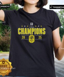 Top Nashville SC 2025 Lamar Hunt U.S. Open Cup Champions Ladies Tee showcasing vibrant team colors and logo.