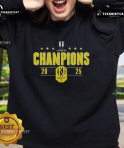 Top Nashville SC 2025 Lamar Hunt U.S. Open Cup Champions sweatshirt featuring team logo and celebratory design.