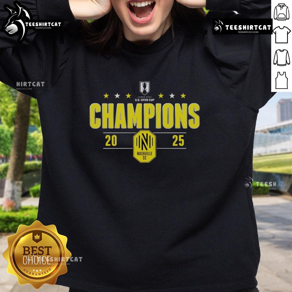 Top Nashville Sc 2025 Lamar Hunt U.S. Open Cup Champions Sweatshirt Top Nashville SC 2025 Lamar Hunt U.S. Open Cup Champions sweatshirt featuring team logo and celebratory design.