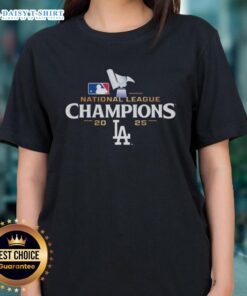 2025 Los Angeles Dodgers logo on a stylish ladies tee, celebrating the Top National League Champions.