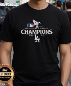 Top National League Champions 2025 Los Angeles Dodgers logo T-Shirt featuring vibrant team colors and iconic design.