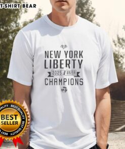 Top New York Liberty Basketball WNBA Champions 2025 T-Shirt featuring vibrant team colors and logo design.