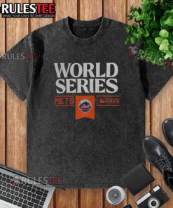 Top New York Mets Baseball World Series MLB 2025 washed t-shirt featuring vibrant team colors and logo design.