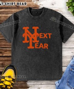Top New York Mets Next Year washed t-shirt in blue, featuring team logo, perfect for fans and casual wear.
