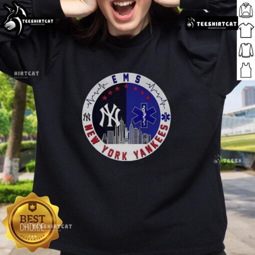 New York Yankees MLB X EMS Star of Life skyline logo sweatshirt showcasing team spirit and stylish comfort.
