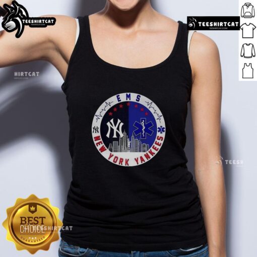 NY Yankees MLB tank top featuring EMS Star of Life and skyline logo, perfect for fans and active lifestyles.