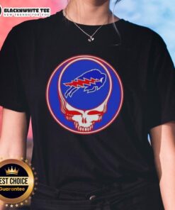 Buffalo Bills Grateful Dead Stealie ladies tee featuring a vibrant design perfect for NFL fans and music lovers.