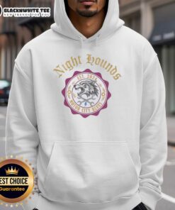 2024 Top Night Hounds Motor City Blues hoodie featuring a striking wolf emblem, perfect for fans and streetwear lovers.