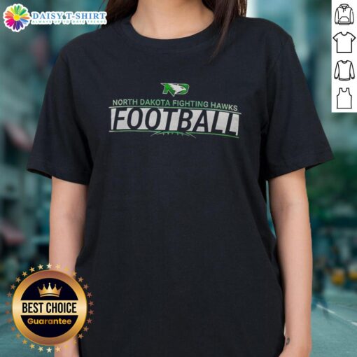 Top North Dakota Fighting Hawks football logo on a ladies' tee, perfect for fans and casual wear.