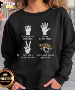 Alt Text: Stylish Jacksonville Jaguars football logo sweatshirt featuring bold design, perfect for fans and casual wear.