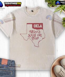 Top Oklahoma We're Still On Top Map Washed T-Shirt featuring a stylish vintage map design in soft, breathable fabric.