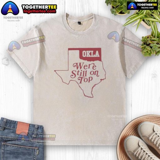 Top Oklahoma We're Still On Top Map Washed T-Shirt featuring a stylish vintage map design in soft, breathable fabric.