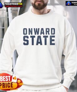 Simple sweatshirt featuring 'Onward State' text design, perfect for casual wear and school spirit.