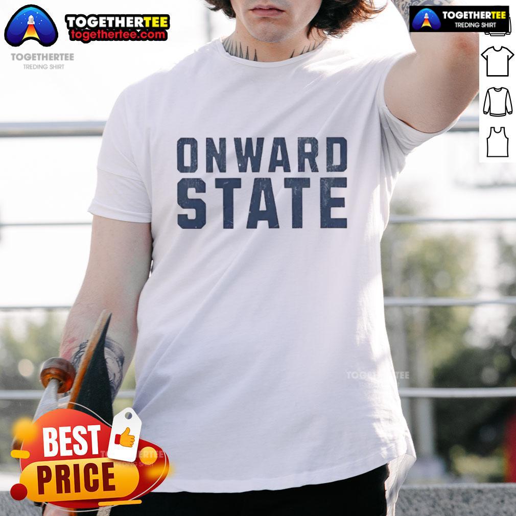 Top Onward State Text Simple T Shirt Top Onward State Text Simple T-Shirt featuring bold lettering on a comfortable casual tee.