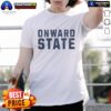 Top Onward State Text Simple T-Shirt featuring bold lettering on a comfortable casual tee.