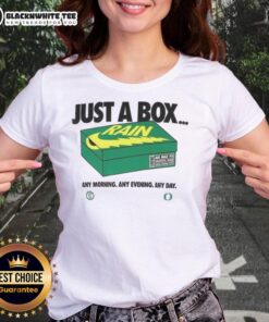 Top Oregon Ducks Just A Box Ladies Tee featuring vibrant team colors and logo, perfect for any morning, evening, or day.