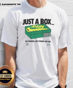 Alt Text: Top Oregon Ducks 'Just A Box Any Morning Any Evening Any Day' T-Shirt, showcasing team spirit and casual style.