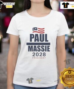 Top Paul Massie 2028 President flag design on a ladies tee, showcasing support for the campaign in style.