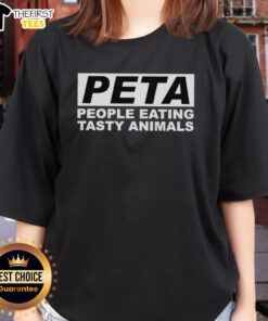 Top Peta People Eating Tasty Animals Ladies Tee featuring a fun graphic design promoting plant-based living.