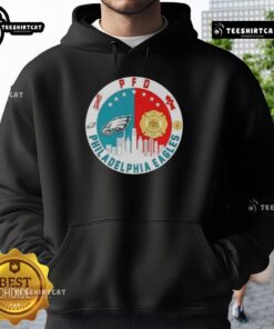 Top PFD Philadelphia Eagles football skyline hoodie design featuring vibrant colors and iconic Philadelphia skyline.