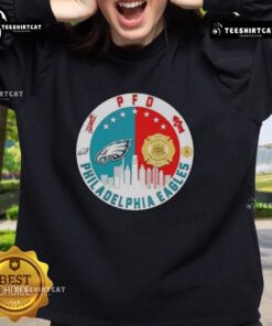 Philadelphia Eagles football skyline sweatshirt featuring team colors and logo, perfect for fans and stylish game day wear.