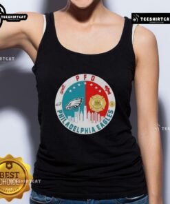 Top PFD Philadelphia Eagles football skyline tank top featuring iconic city skyline and team colors for fans.
