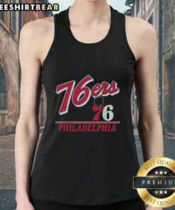 Vintage Philadelphia 76ers Fly By tank top featuring retro design, perfect for basketball fans and stylish summer wear.